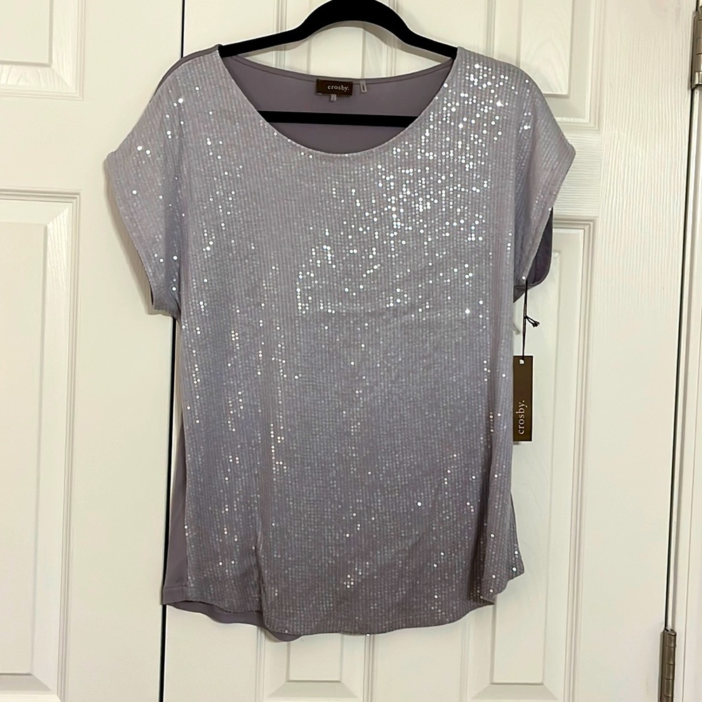 Short sleeve lilac sequin t-shirt